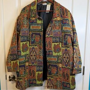 Vintage White Stag women's colorful tapestry patchwork embellished jacket